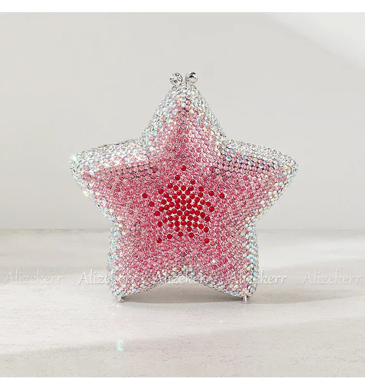 Alizekerr Star Shaped Crystal Evening Bags Women Boutique Gorgeous Sparkling Rhinestone Mini Metal Clutch Purses Wedding Party