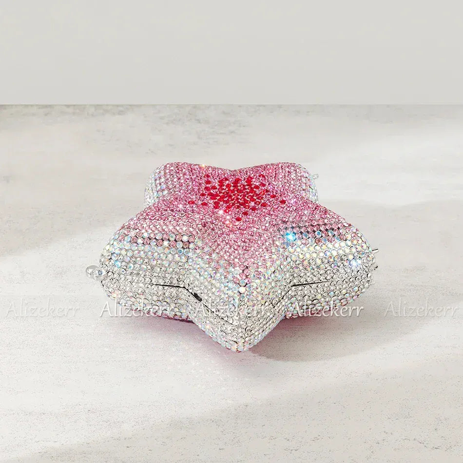 Alizekerr Star Shaped Crystal Evening Bags Women Boutique Gorgeous Sparkling Rhinestone Mini Metal Clutch Purses Wedding Party