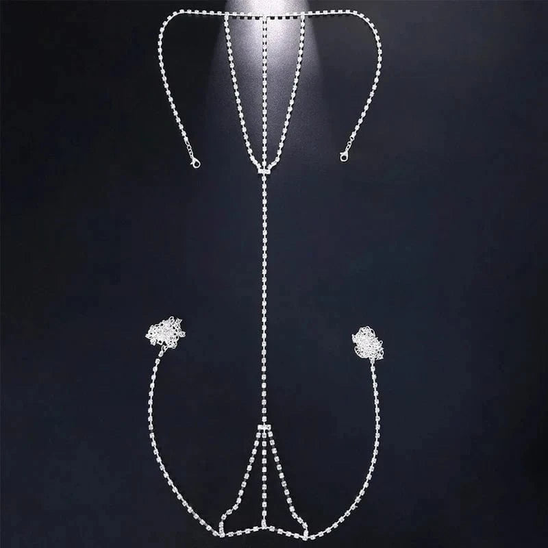 Am Hot Selling Rhinestone Body Chain Underwear Women's Party Holiday Sexy Simple Jewelry Bikini Thong Accessories