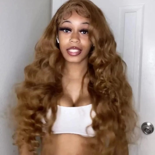 Amara Black Friday 100% Real 13*4 Brazilian Virgin Hair And Body Wave Ginger Orange 10-26 Inch Lace Front Wigs Full Lace Wigs