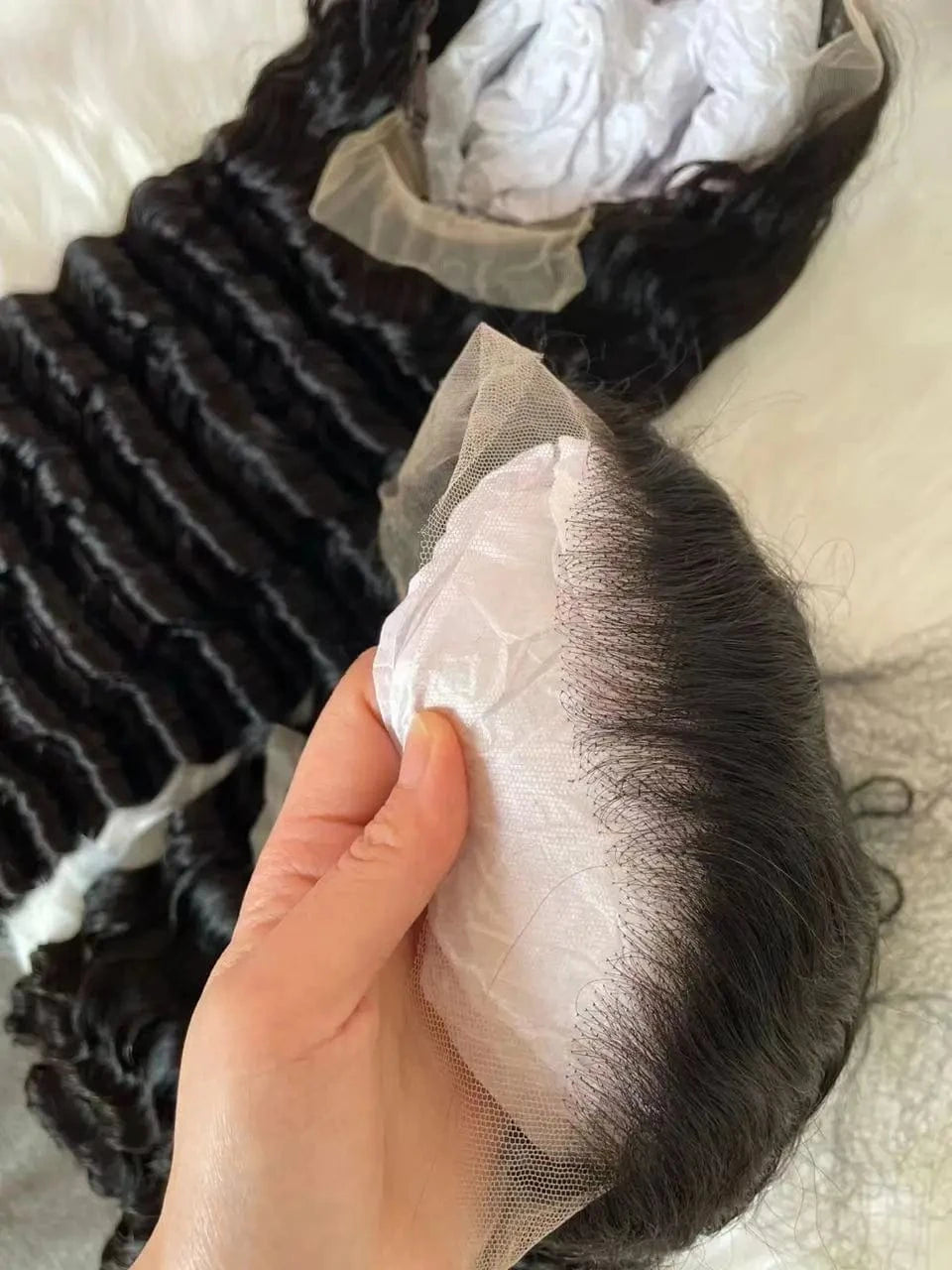 Amara hot selling 40 inch deep wave hd full frontal wigs front loose deep wave curly wig deep wave transparent lace wig vendors
