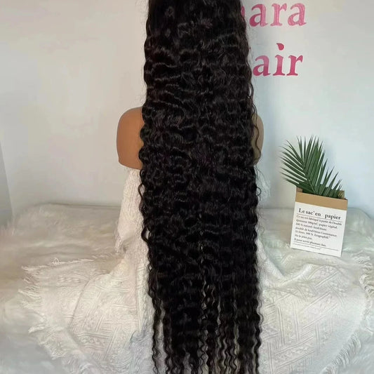Amararen 13*6 transparent lace Amara curly wave lace frontal wig natural color 100 virgin human hair 40inch lace frontal wigs