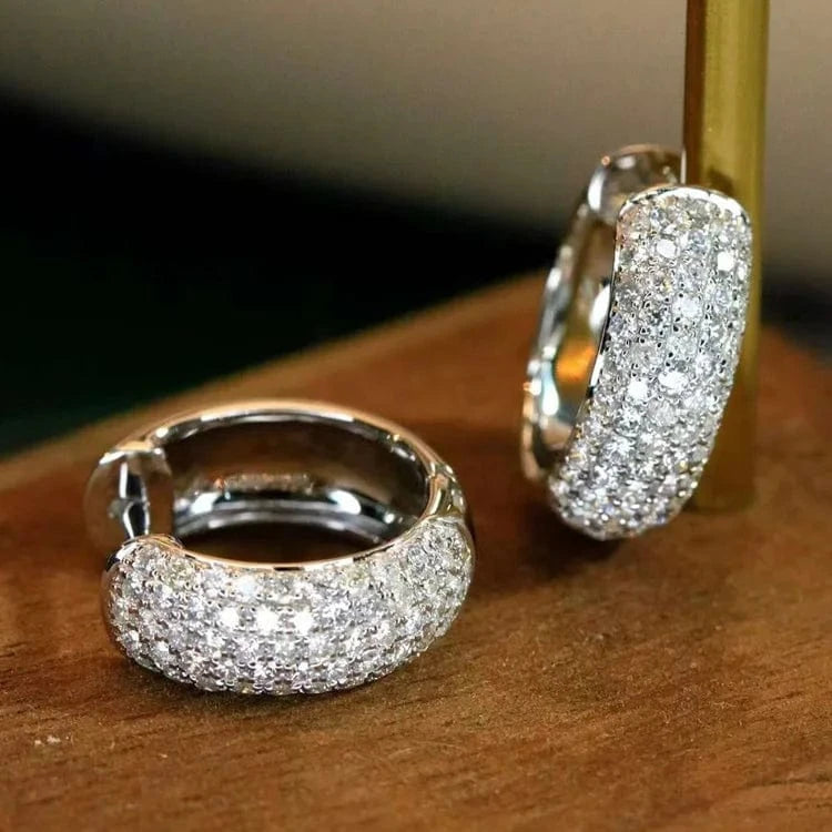 Amazing gift 5 rows iced out moissanite diamonds 10K solid gold earring cuffs fine jewelry earrings women