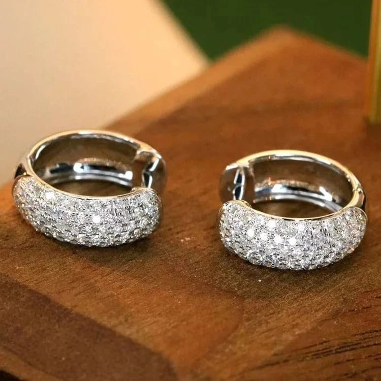 Amazing gift 5 rows iced out moissanite diamonds 10K solid gold earring cuffs fine jewelry earrings women