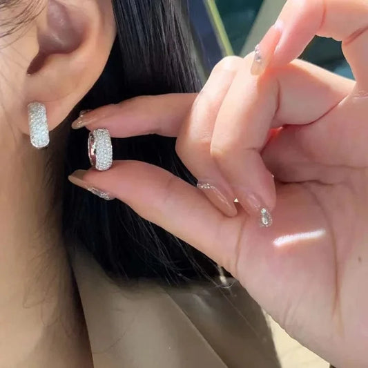 Amazing gift 5 rows iced out moissanite diamonds 10K solid gold earring cuffs fine jewelry earrings women