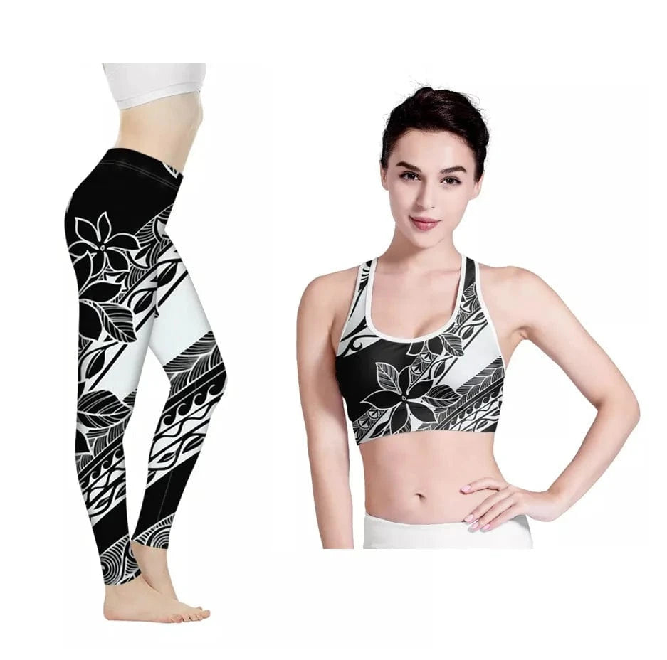 Amazon Hot Hawaii Hibiscus Flowers Design Bra/Legging for Women 2022 Fashionable Yoga Sets Fitness Women Custom Print Yoga Set