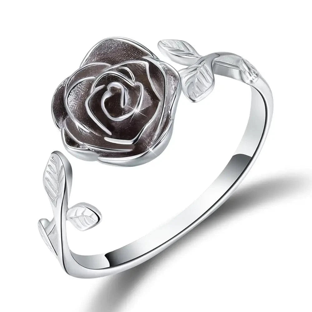 Amazon Hot Selling 18k white rose gold plated 925 Sterling Silver Jewelry flower Ring