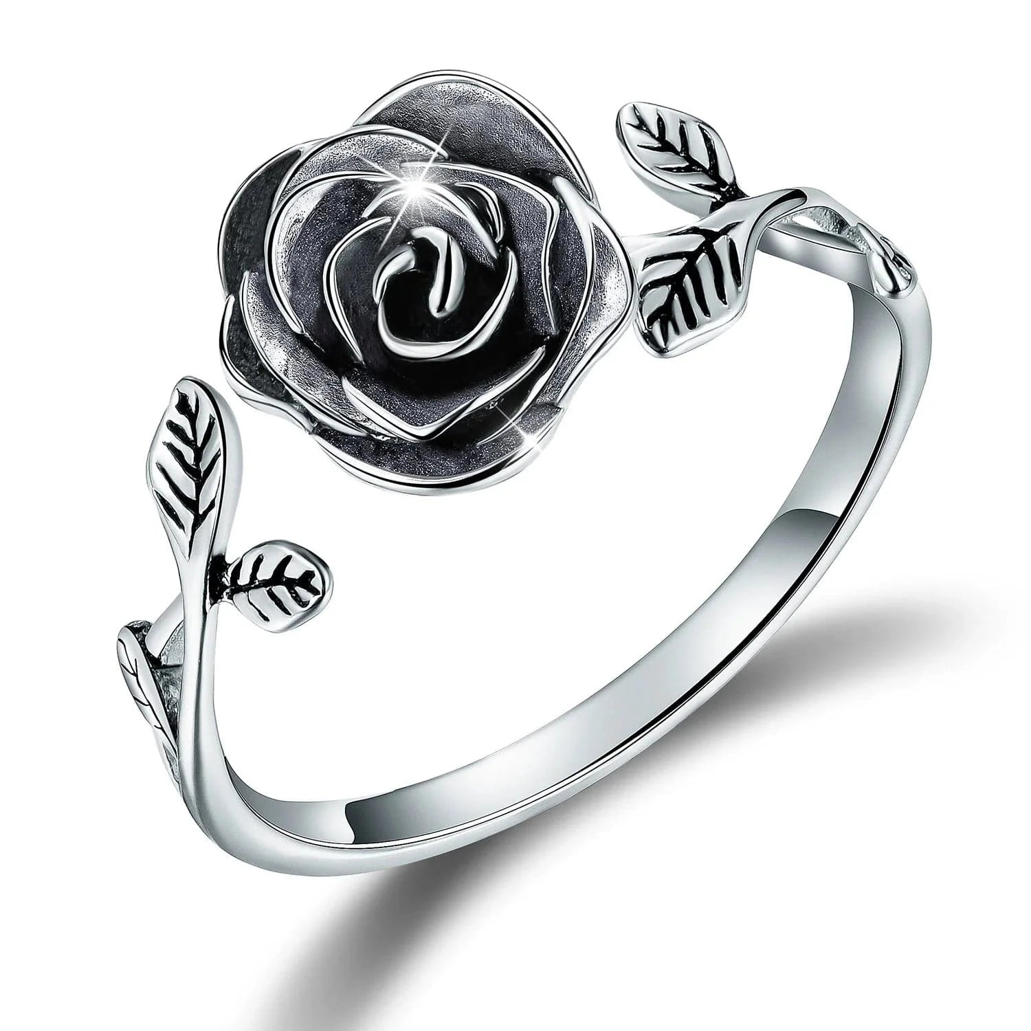 Amazon Hot Selling 18k white rose gold plated 925 Sterling Silver Jewelry flower Ring