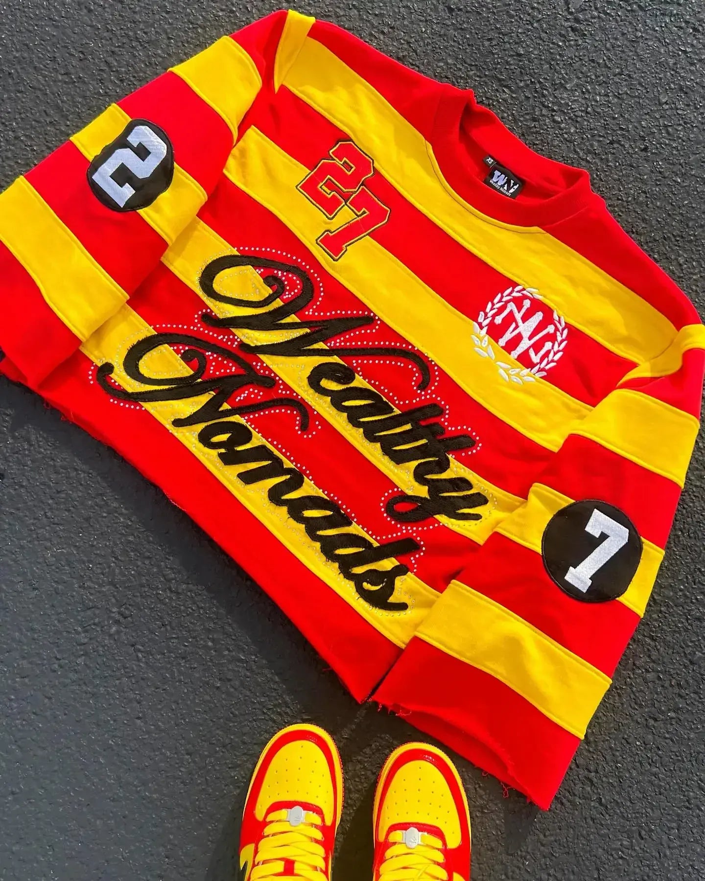 American Classic Letter Patchwork Stripe T Shrits Men Women Hip Hop Y2k Harajuku Street Long Sleeved TShirt Trend Oversized Tops