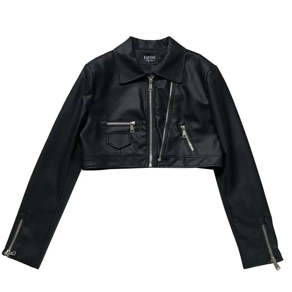 American motorcycle suit leather coat women's autumn new loose Joker double zipper high-grade washed leather short jacket