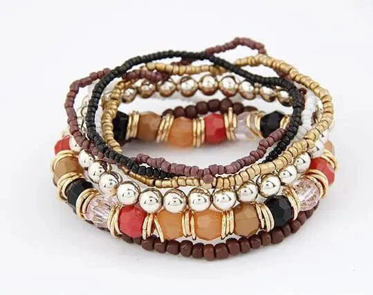 Amor  Multi-layer DIY Golden Beads MIYUKI Acrylic Alloy Crystals Healing Stones Elasticity Weave Rope Charm Bracelets  Jewelry