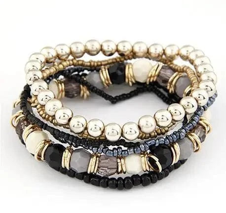 Amor  Multi-layer DIY Golden Beads MIYUKI Acrylic Alloy Crystals Healing Stones Elasticity Weave Rope Charm Bracelets  Jewelry