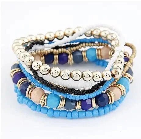 Amor  Multi-layer DIY Golden Beads MIYUKI Acrylic Alloy Crystals Healing Stones Elasticity Weave Rope Charm Bracelets  Jewelry
