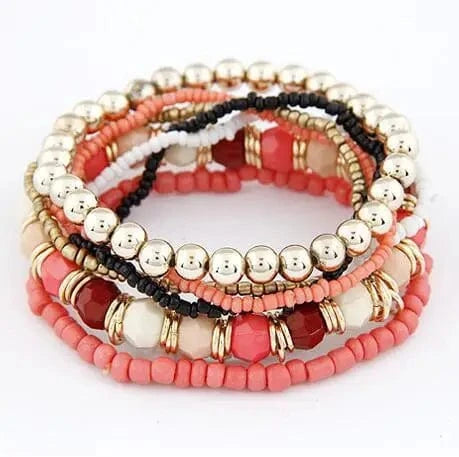 Amor  Multi-layer DIY Golden Beads MIYUKI Acrylic Alloy Crystals Healing Stones Elasticity Weave Rope Charm Bracelets  Jewelry