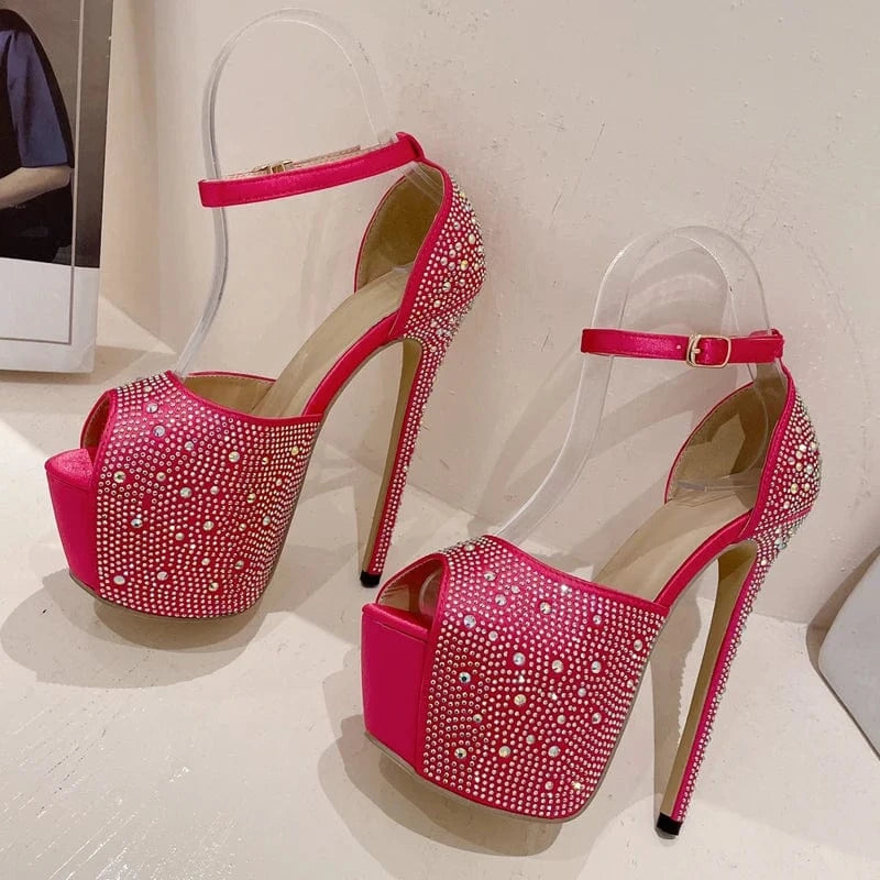 Aneikeh Polka Dot Sexy Open Toe 16CM High Heels Party Dress Platform Women Shoes Flock Spring/ Autumn New 2024 Fashion Sandals