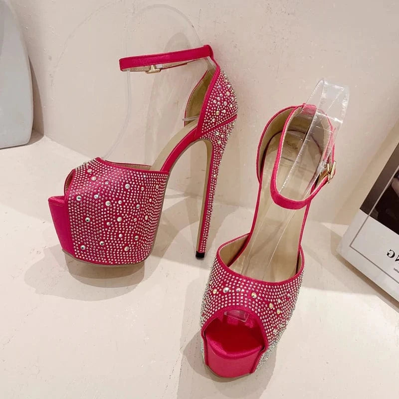 Aneikeh Polka Dot Sexy Open Toe 16CM High Heels Party Dress Platform Women Shoes Flock Spring/ Autumn New 2024 Fashion Sandals