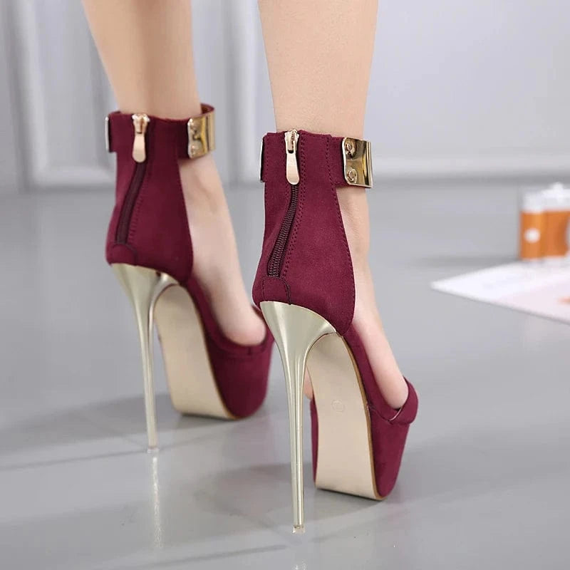 Ankle Strap Women Thin Heels Platform Sandals Party Shoes Women Wedding Pumps 16cm High Heels Sequined Gladiator Sandals Black