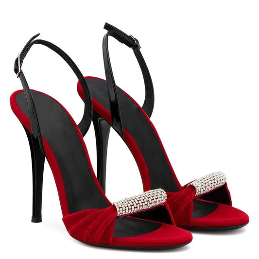 Anmairon factory directly sell fashion crystal rhinestone women high heel party shoes hotsale ladies sandals