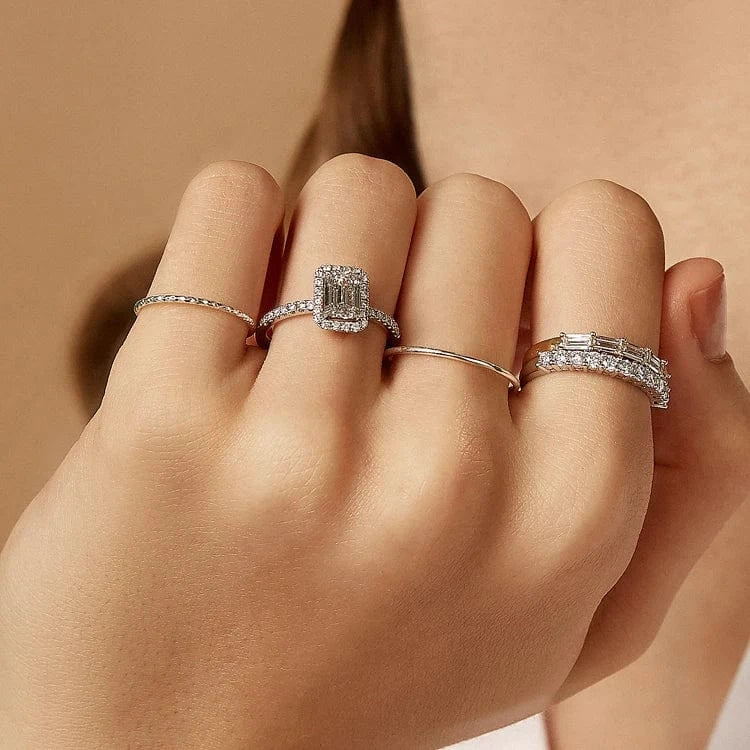 ANSTER Fine Jewelry 0.5 carat 1 carat 2 carats igi Lab Diamond Halo Rings With White Gold