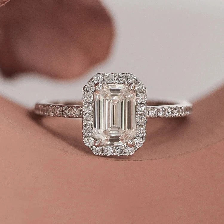 ANSTER Fine Jewelry 0.5 carat 1 carat 2 carats igi Lab Diamond Halo Rings With White Gold