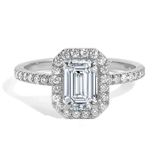 ANSTER Fine Jewelry 0.5 carat 1 carat 2 carats igi Lab Diamond Halo Rings With White Gold