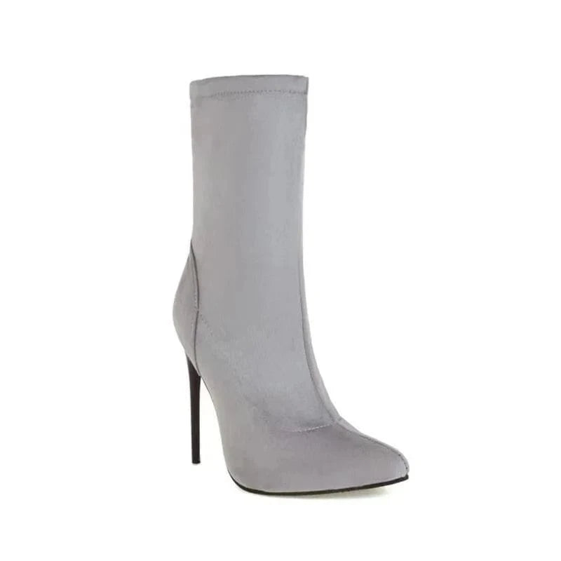 ANSZKTN Foreign trade cross-border spring and autumn suede super-high heel nightclub solid color knight Boots Ladies short boots