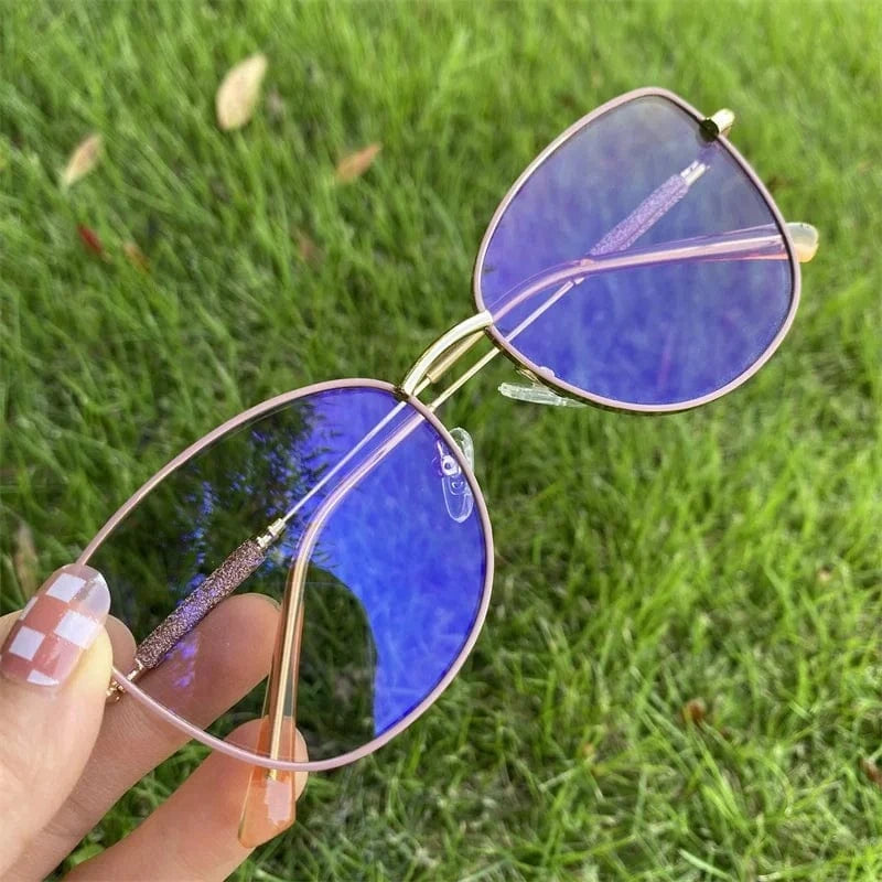 anti blue light photochromic white gold metal diamond 2024 photogray anti reflection bezel computer women frames for eye glasses