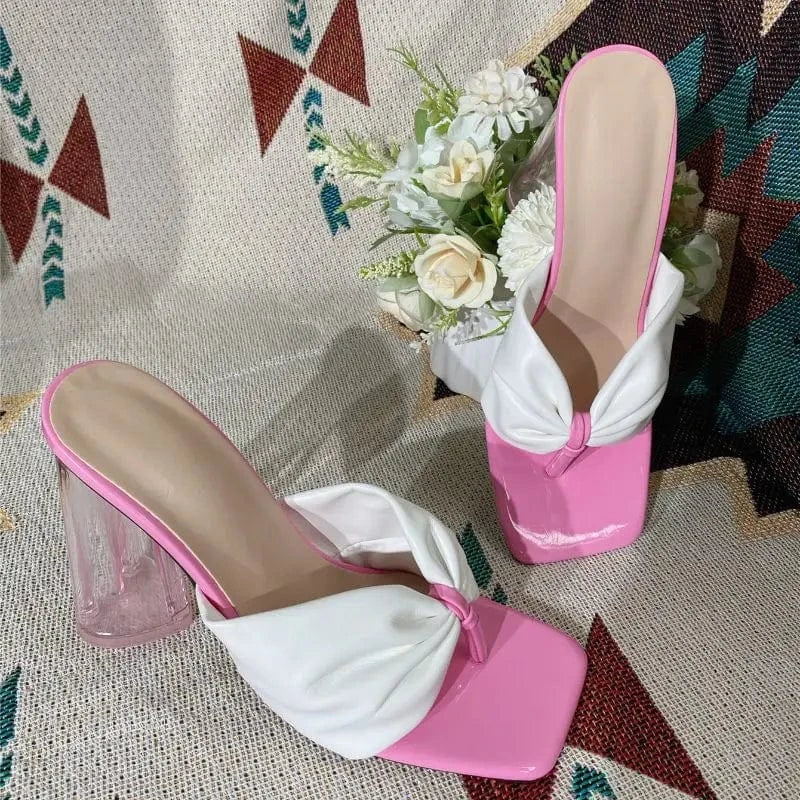 Anti-Slip Celebre Sandale De Marque Square Toe Thong 2024 Heels for Ladies and Women