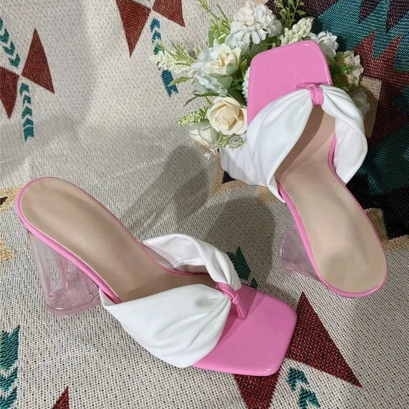 Anti-Slip Celebre Sandale De Marque Square Toe Thong 2024 Heels for Ladies and Women