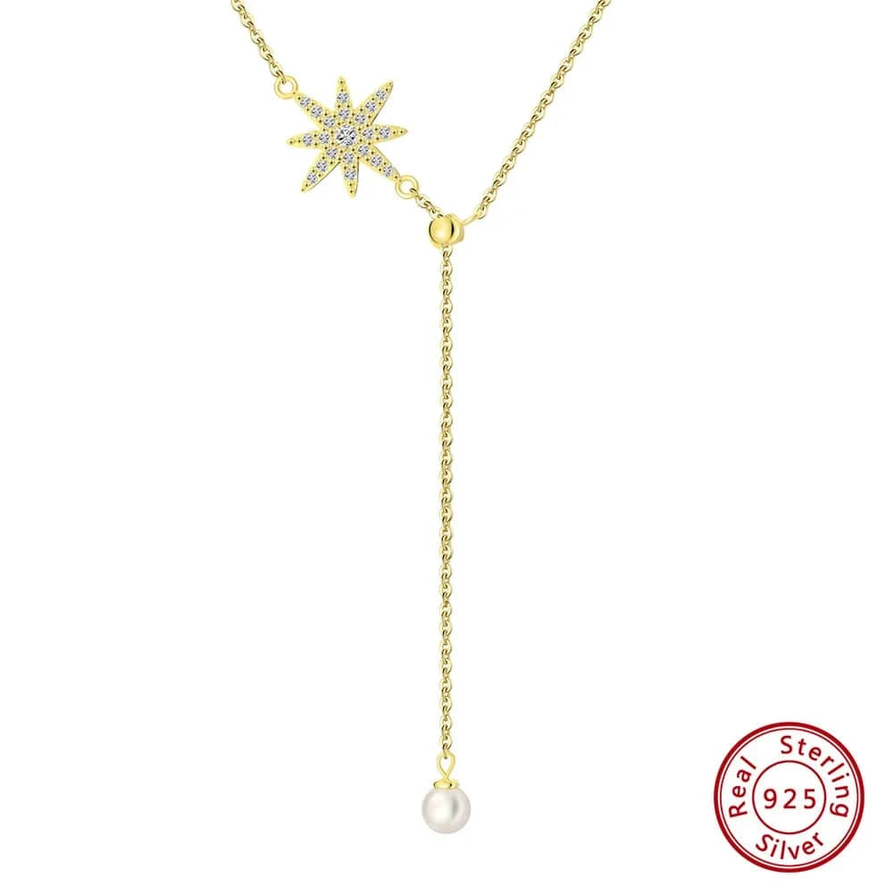 APN27-14K APN27 RINNTIN Dainty Long Necklace 14k Gold Plated/Silver Y-Shaped Pendant Necklace Drop Necklaces Gold Jewelry For Women Girls