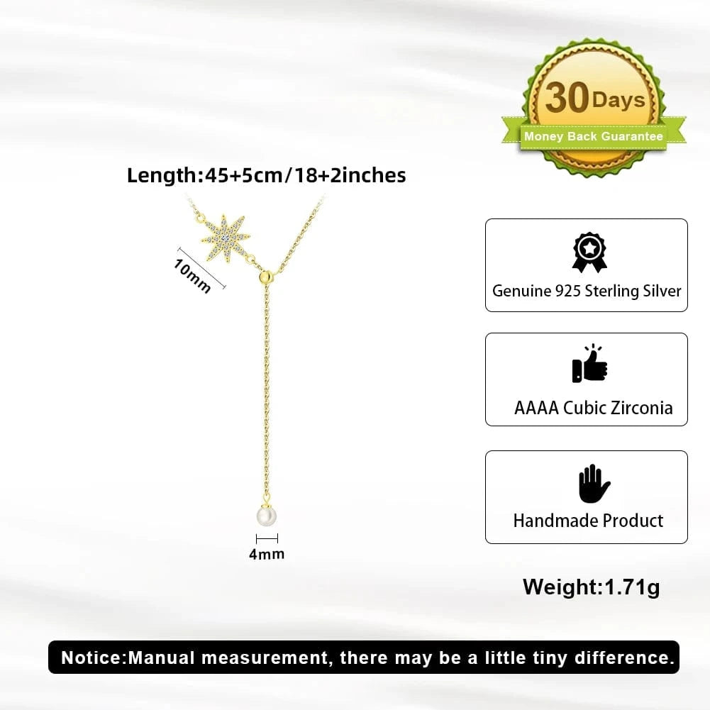 APN27 RINNTIN Dainty Long Necklace 14k Gold Plated/Silver Y-Shaped Pendant Necklace Drop Necklaces Gold Jewelry For Women Girls