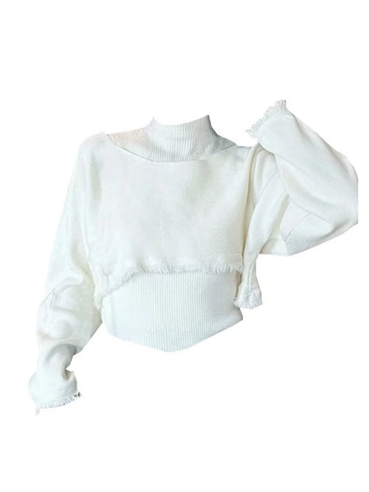 Apricot / L Women Green Pullover Knitted Sweater Harajuku Y2k Long Sleeves O-Neck Sweater Jumper Vintage 2000s 90s Aesthetic Clothes Autumn