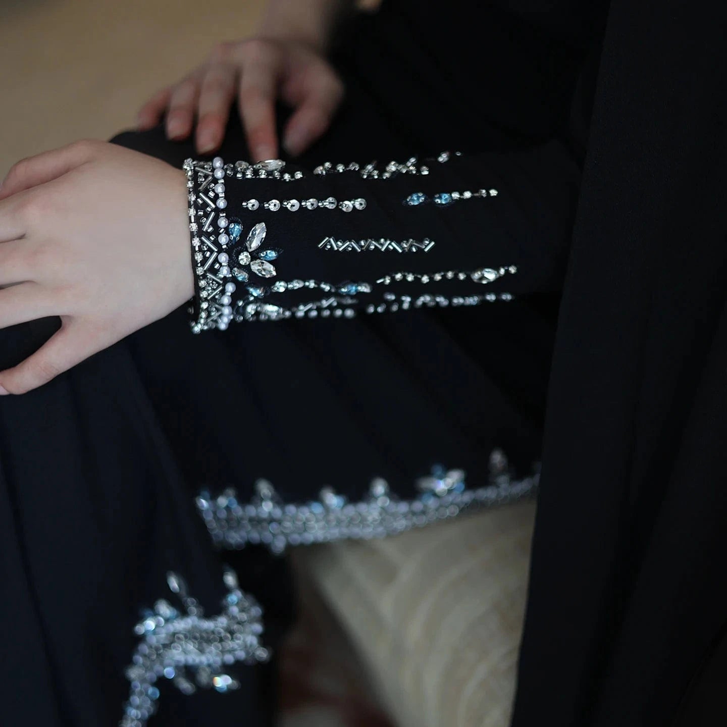 Arabic Black One Shoulder Mermaid Luxury Evening Dress with Cape Sleeve Elegant Dubai Women Wedding Party Gown SZ389