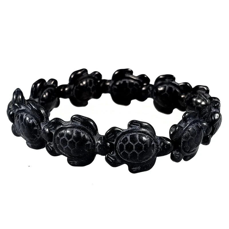as pic / 19cm / Black Hawaiian Blue Turquoise Sea Turtle Charm Bracelet Stretch Jewelry for Healing and Gifts Prosperous Turtle Legend