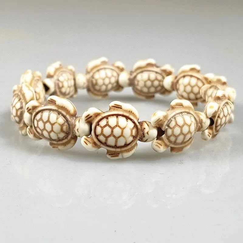 as pic / 19cm / White Hawaiian Blue Turquoise Sea Turtle Charm Bracelet Stretch Jewelry for Healing and Gifts Prosperous Turtle Legend