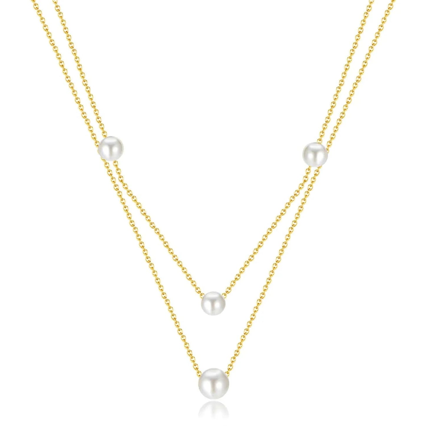 AS PIC / J1 Classic Gold Plated Stacked Stainless Steel Jewelry Unisex Charm Necklace for Wedding Party or Engagement Perfect Gift