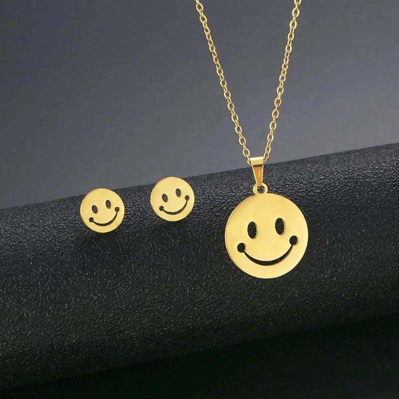 AS PIC / J1 Unisex Stainless Steel Necklace Earring Set with Silver Plated Women's Geometric Buddha Hand Butterfly Elephant for Engagement
