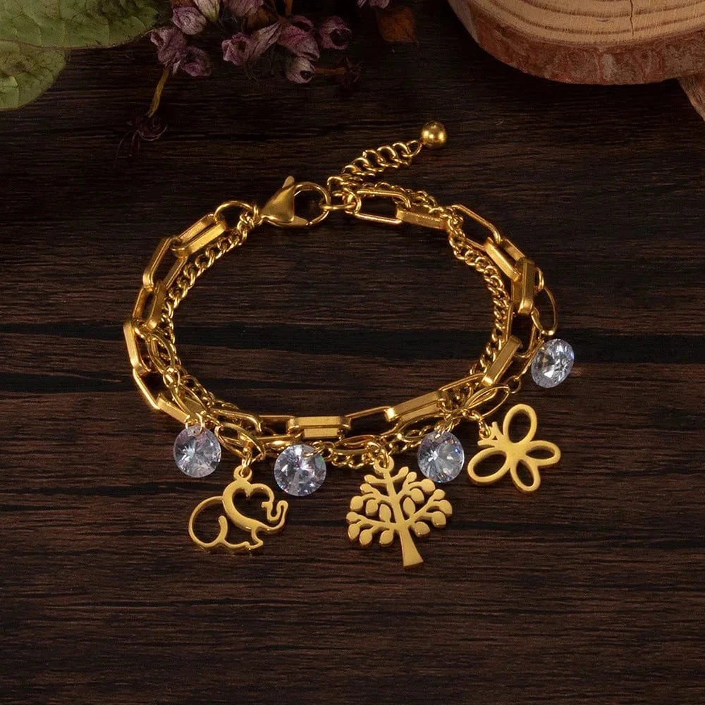 as pic / J1 Wholesale Personalized Gold Plated Stainless Steel Bracelets for Women Charm Bracelets for Wedding Party & Gifts