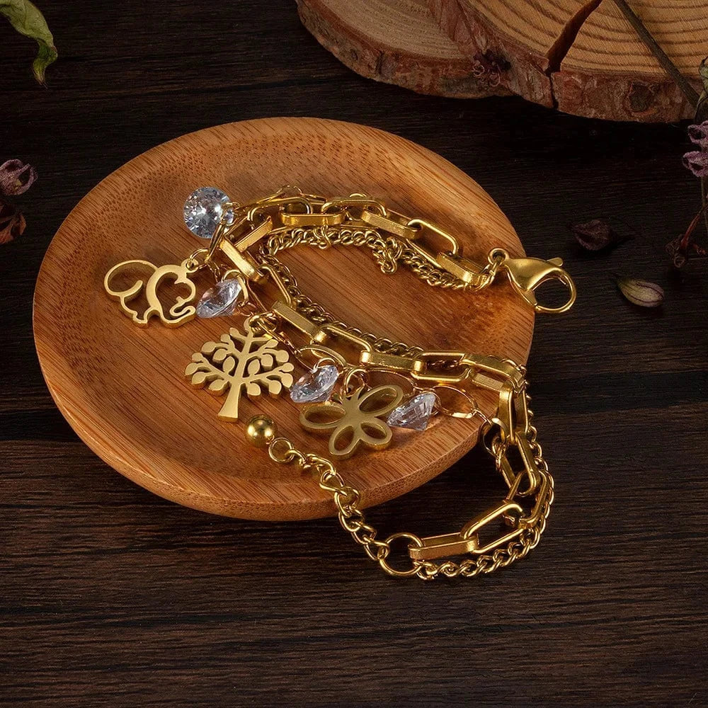 as pic / J1 Wholesale Personalized Gold Plated Stainless Steel Bracelets for Women Charm Bracelets for Wedding Party & Gifts