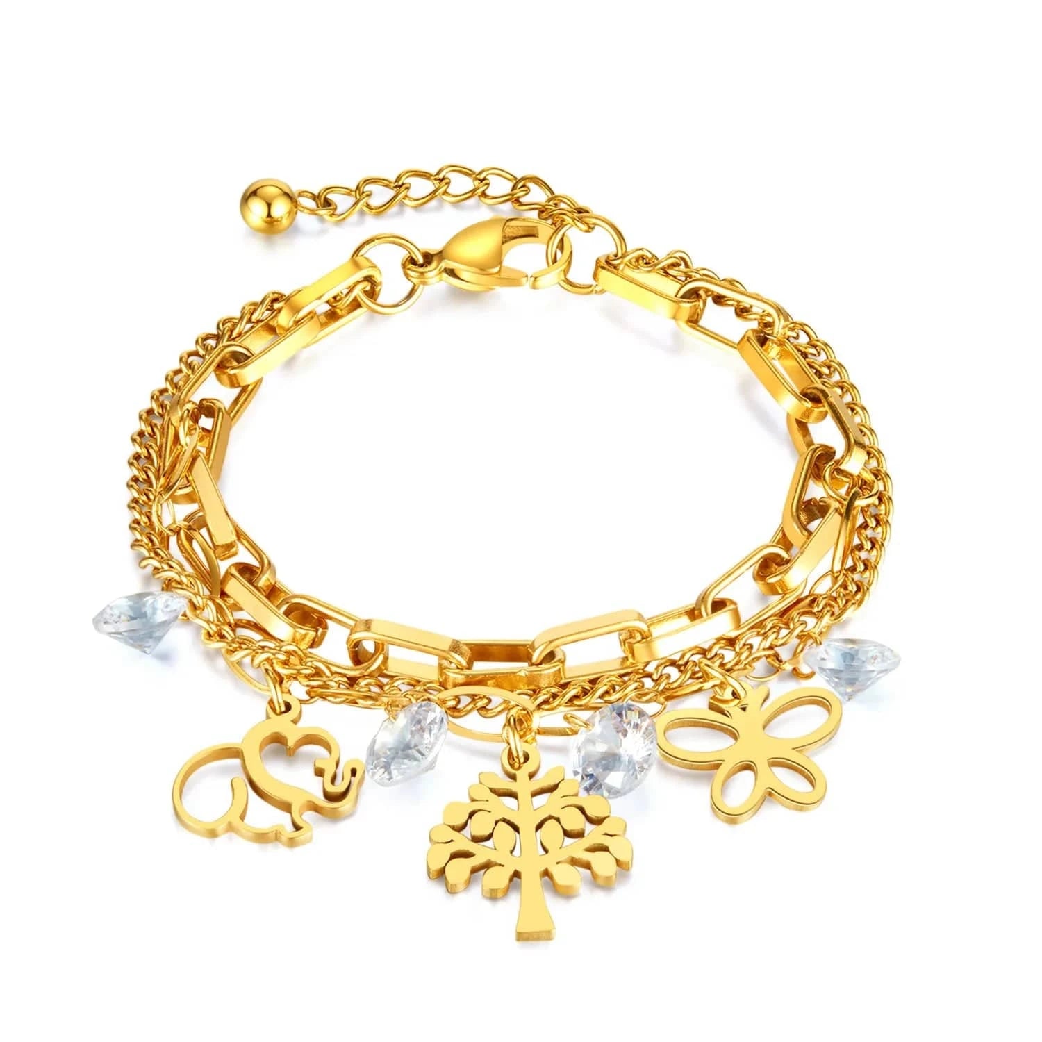 as pic / J1 Wholesale Personalized Gold Plated Stainless Steel Bracelets for Women Charm Bracelets for Wedding Party & Gifts