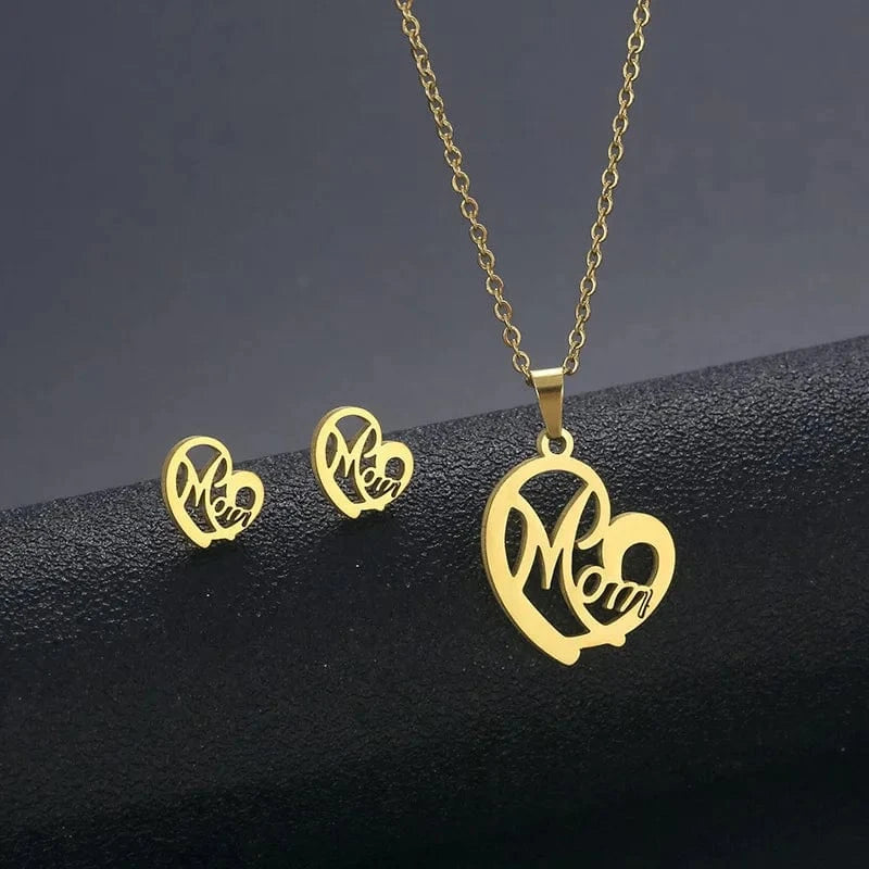 AS PIC / J5 Unisex Stainless Steel Necklace Earring Set with Silver Plated Women's Geometric Buddha Hand Butterfly Elephant for Engagement