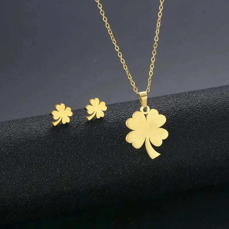 AS PIC / J8 Unisex Stainless Steel Necklace Earring Set with Silver Plated Women's Geometric Buddha Hand Butterfly Elephant for Engagement