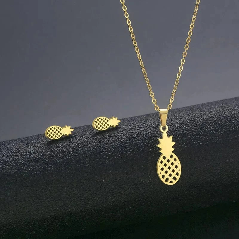 AS PIC / J9 Unisex Stainless Steel Necklace Earring Set with Silver Plated Women's Geometric Buddha Hand Butterfly Elephant for Engagement