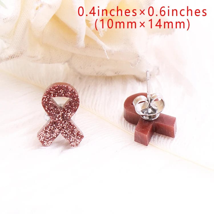 as picture / 0.6*0.4in / Coffee glitter MD154ER2212-151Pair New product CN Stud AIDS logo Acrylic stainless steel Jewelry For Women