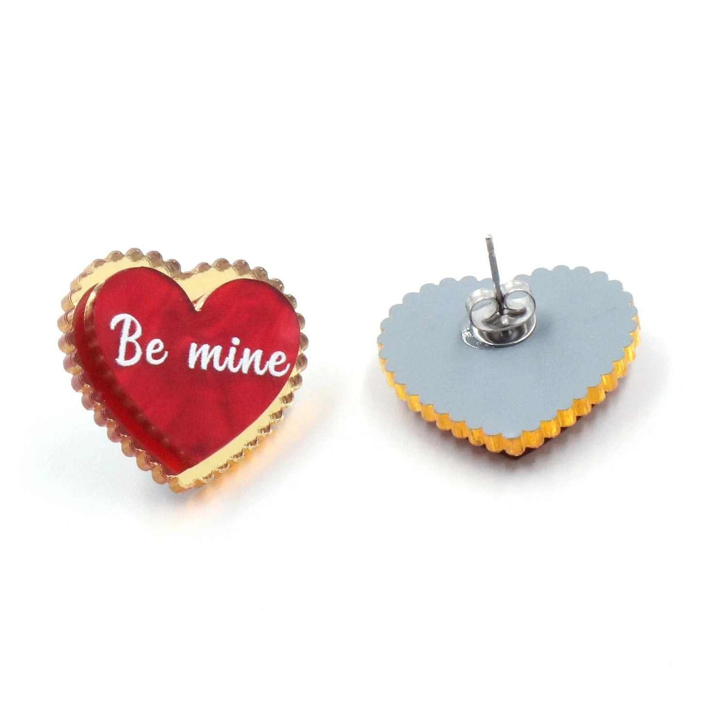 as picture / 0.9*1in / Red MD147ER2216 1Pair New product CN Stud earring heart be mine TRENDY Valentine's Day Acrylic stainless steel Jewelry For Women