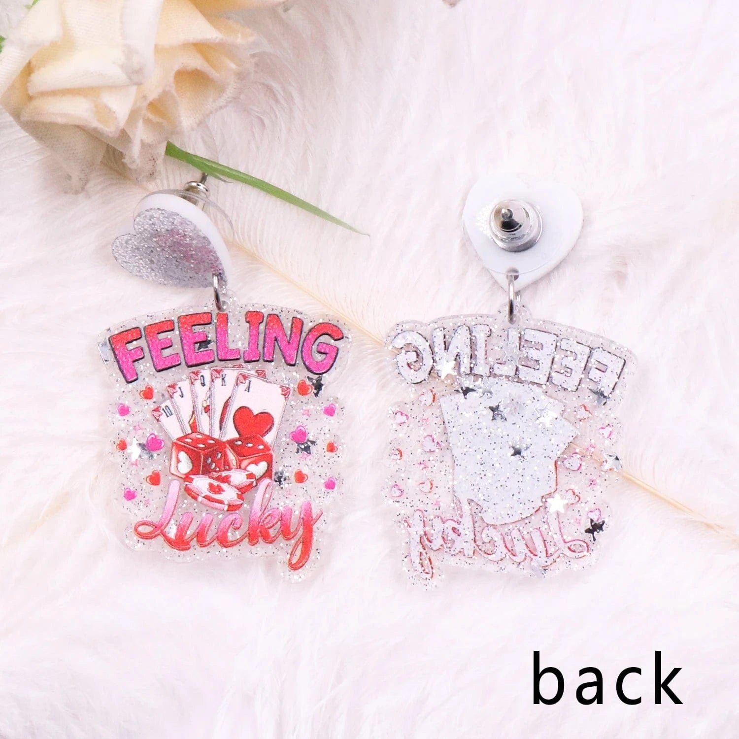 as picture / 1.2*1.4in / Pink MD147ER2226 1pair New product CN Drop FEELING lucky TRENDY Valentine's Day Acrylic earrings Jewelry for women