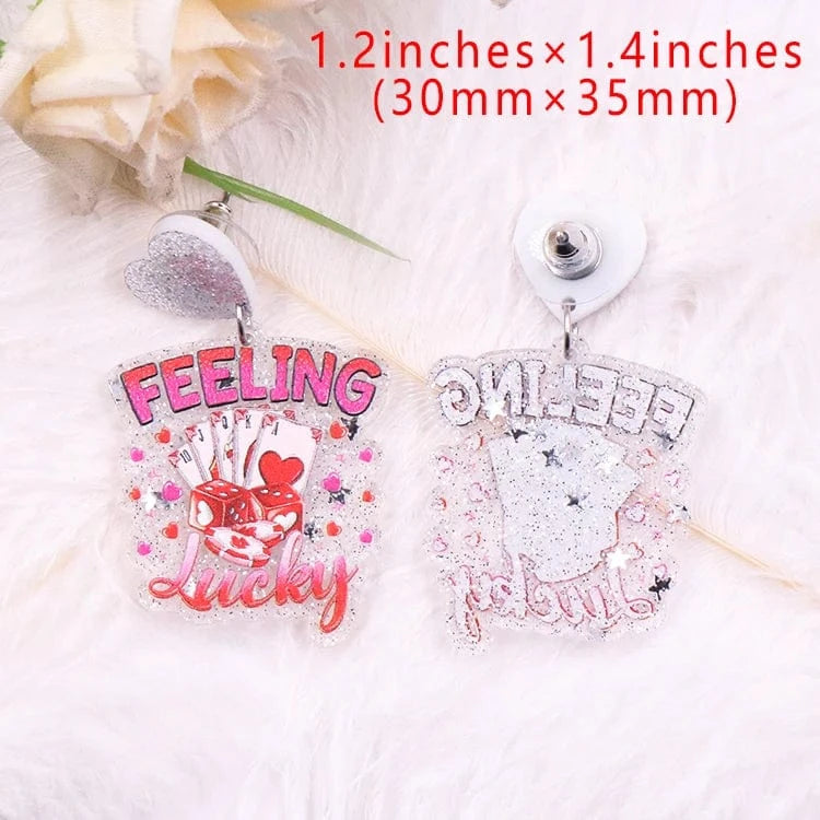 as picture / 1.2*1.4in / Pink MD147ER2226 1pair New product CN Drop FEELING lucky TRENDY Valentine's Day Acrylic earrings Jewelry for women