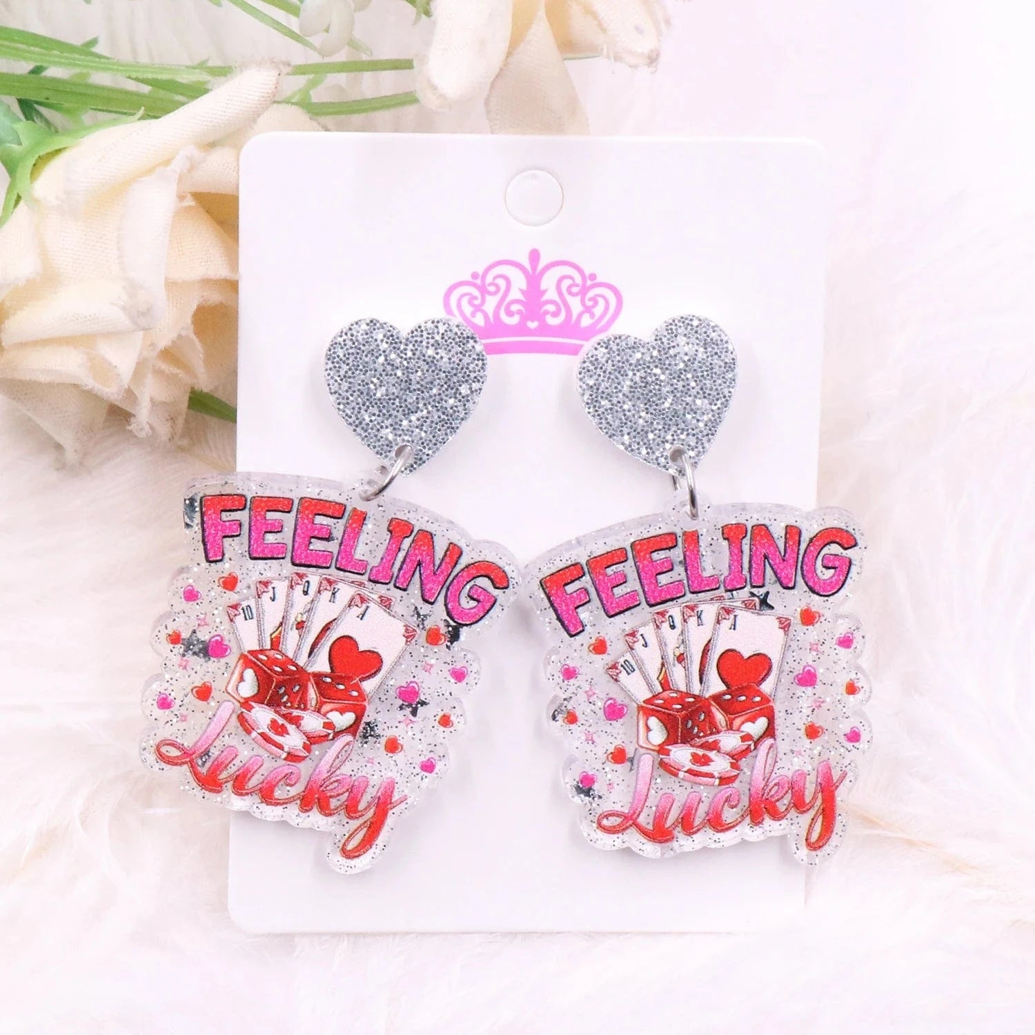 as picture / 1.2*1.4in / Pink MD147ER2226 1pair New product CN Drop FEELING lucky TRENDY Valentine's Day Acrylic earrings Jewelry for women