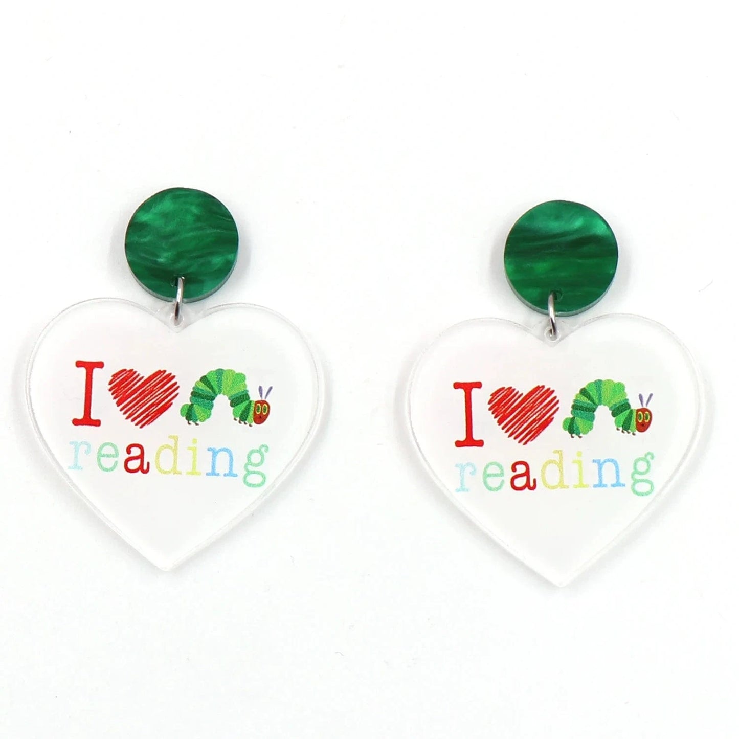as picture / 1.4*1.3in / Multi ER2052 1pair New product CN Drop love reading heart double faces printing TRENDY teacher gift Acrylic earrings Jewelry for women