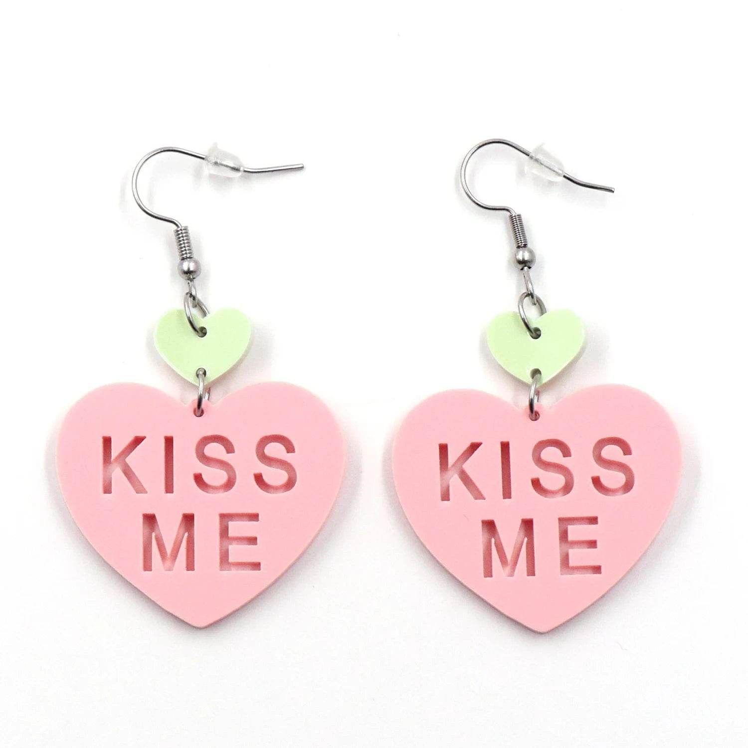 as picture / 1.6*1.4in / Pink MD147ER2229 1pair New product CN Drop heart kiss me TRENDY Valentine's Day Acrylic earrings Jewelry for women